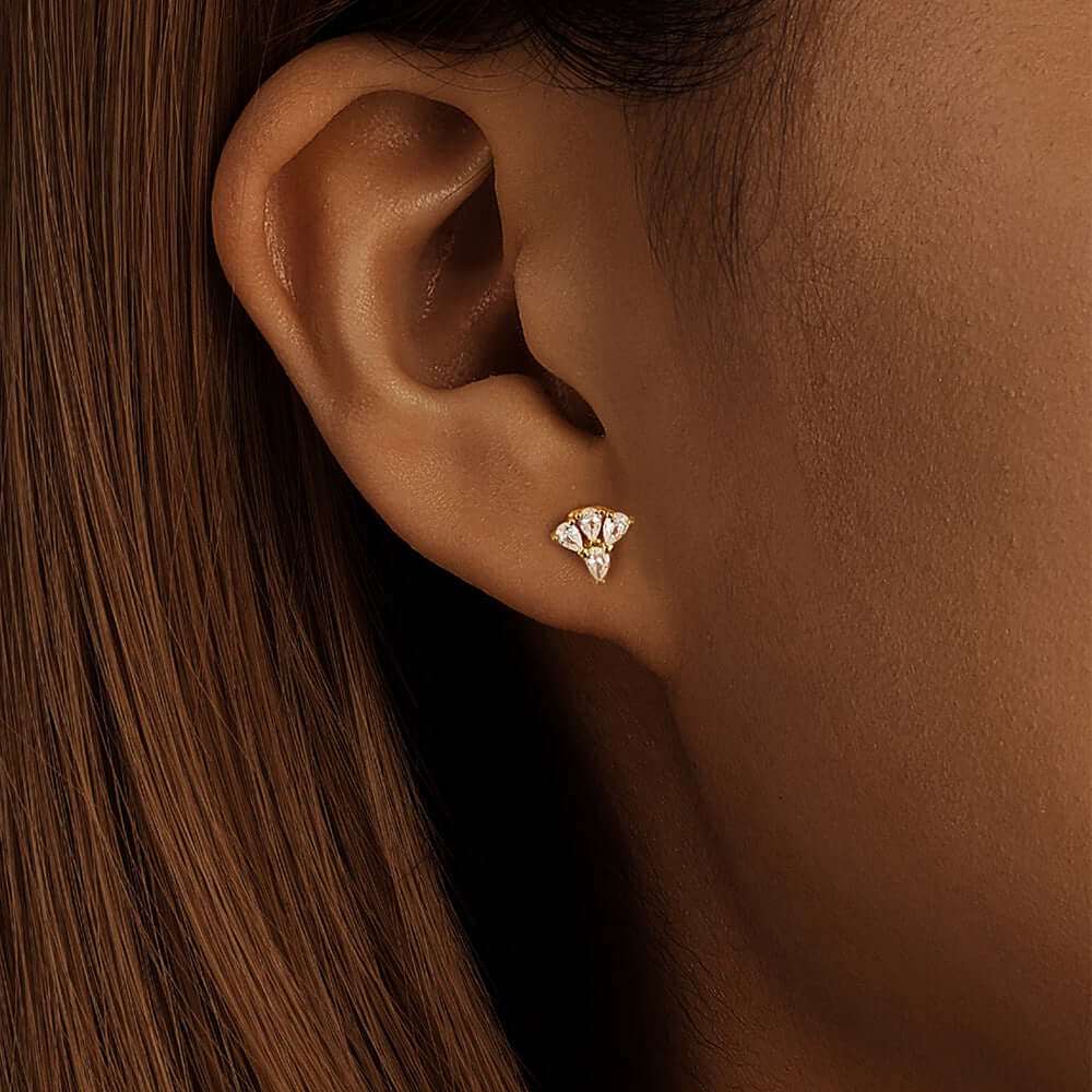 925 Silver Animal Paw CZ Diamond Flat Back Earrings